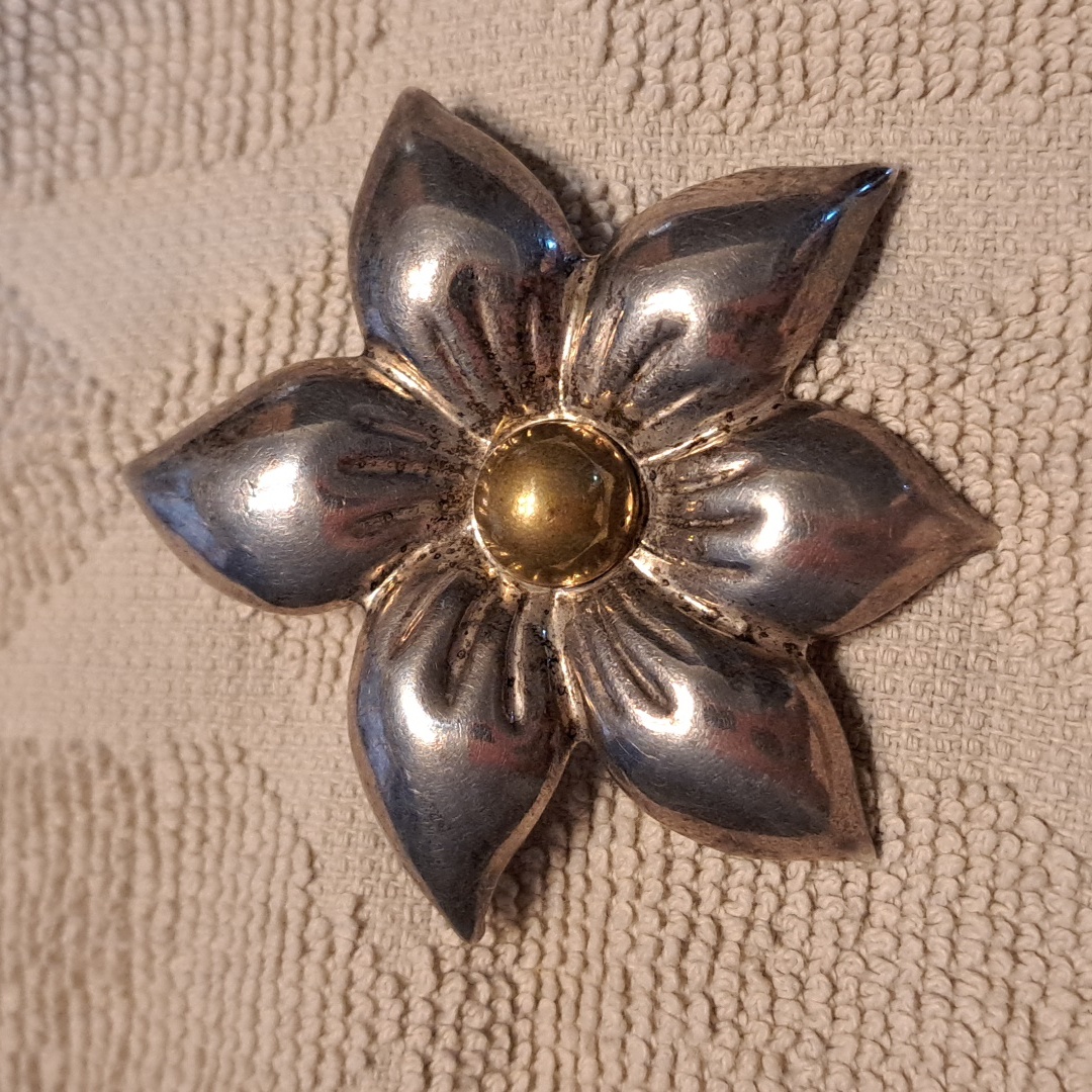 Vintage Sterling Silver Signed Layo Floral Flower Brooch Pin Pendant Mexico 925 85$
